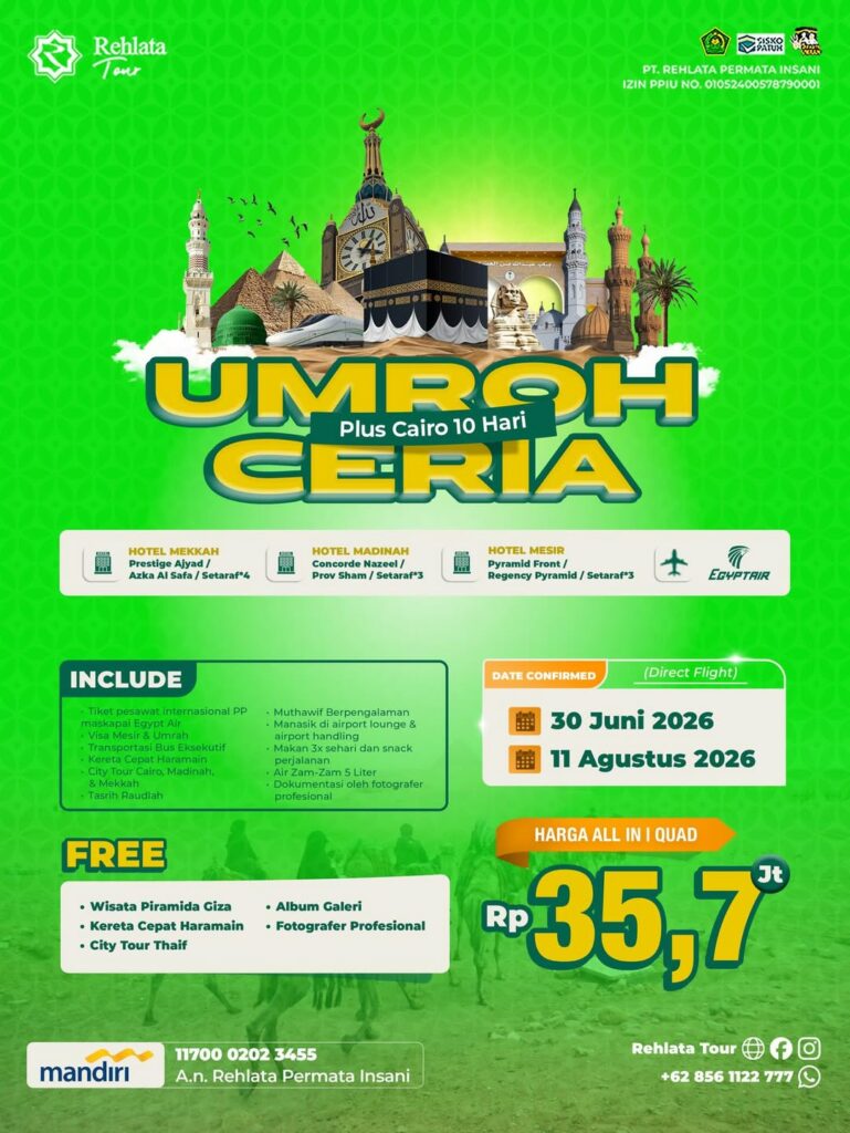 Biaya Umroh Plus Cairo 10 Hari: Rincian Harga All-In Rp 35 Jutaan