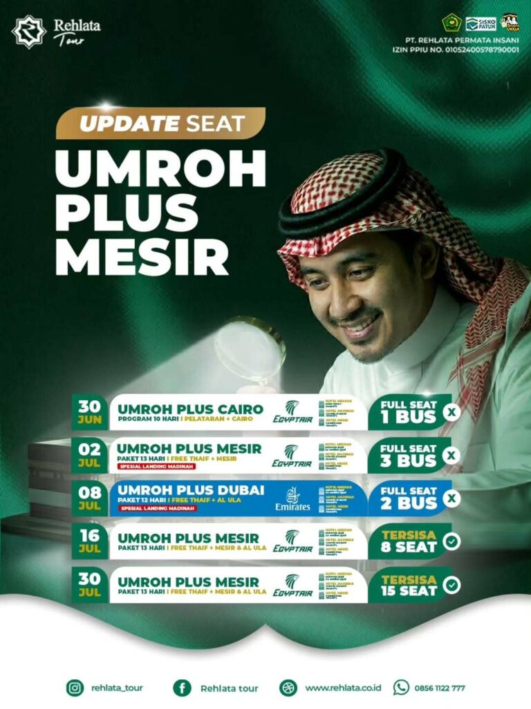 Kuota Menipis! Update Sisa Kursi Paket Umroh Plus Mesir & Dubai Rehlata Tour